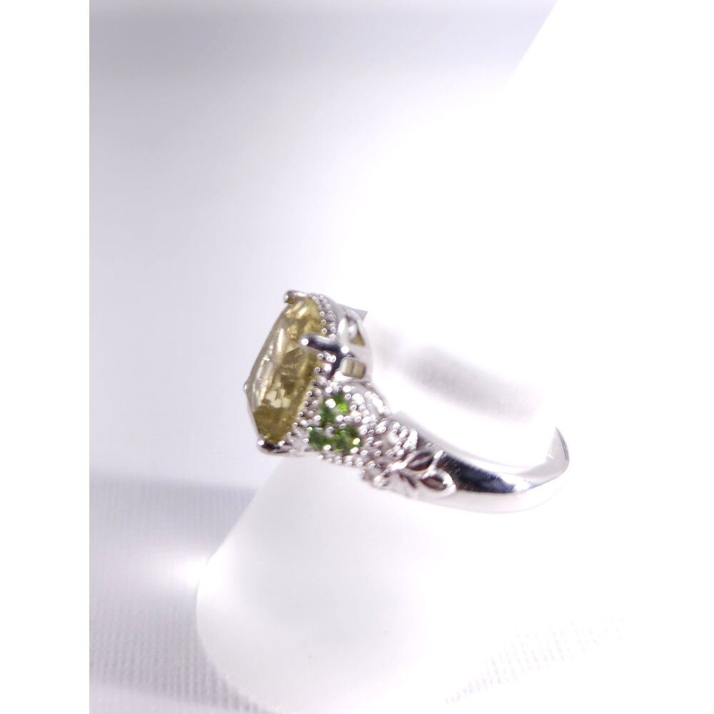 Ouro Verde Quartz 3 Carats and Chrome Diopside Ring Size 7 - Picture 4 of 11